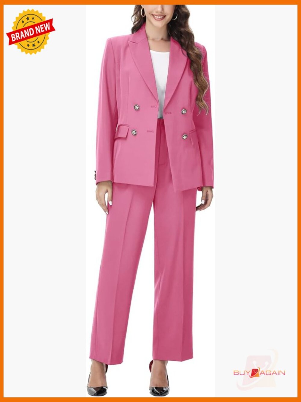 Double Breasted Blazer & Pants Set Business Suit for Women